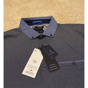 Denim & Flower Ricky Singh Shirt Mens Large Blue Polo Contrast Collar Easy Care